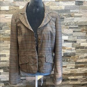 COPY - BLACKER BY STANLEY BLACKER Plaid Brown Women's Blazer
